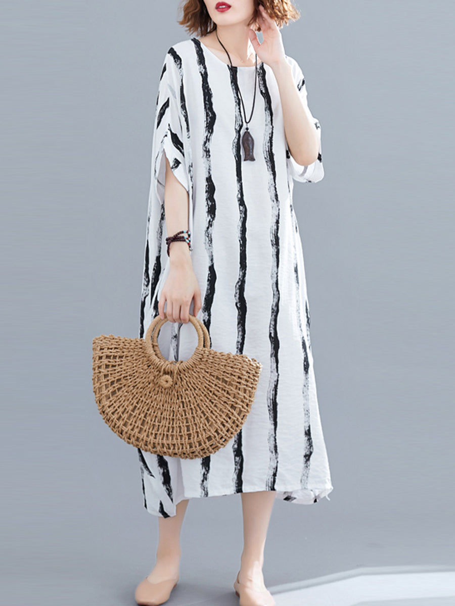 Vertical pattern casual dress