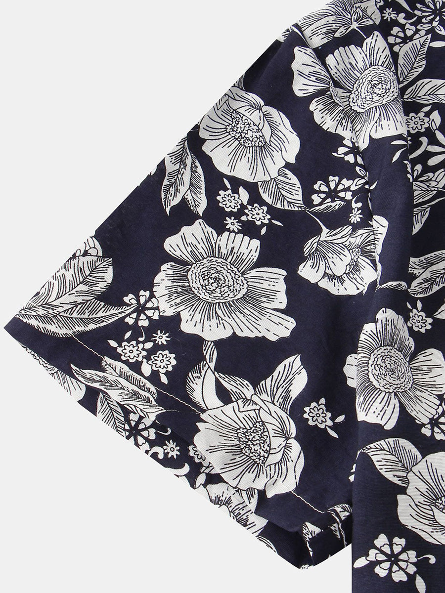 Chemise à manches courtes à imprimé floral pour hommes