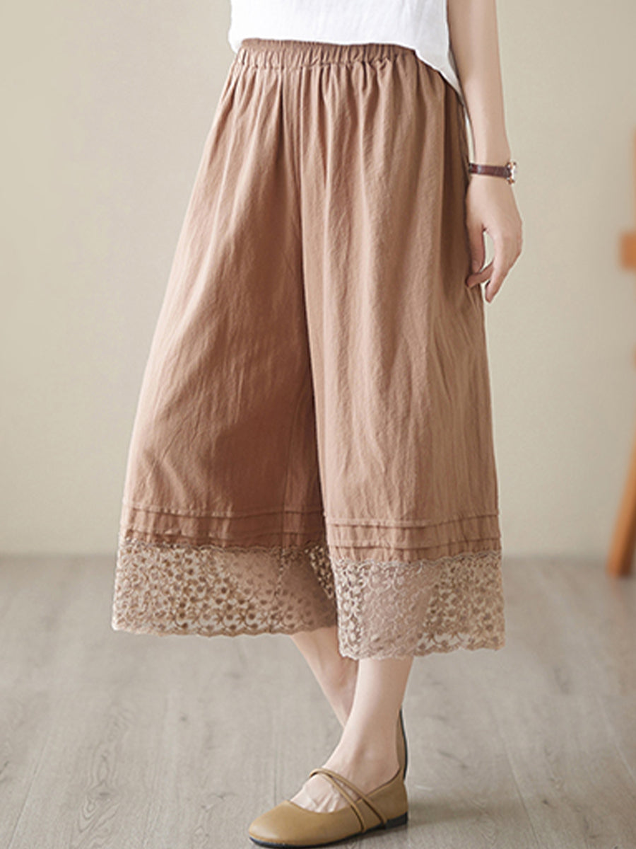 Oversized lace patchwork skirt pants