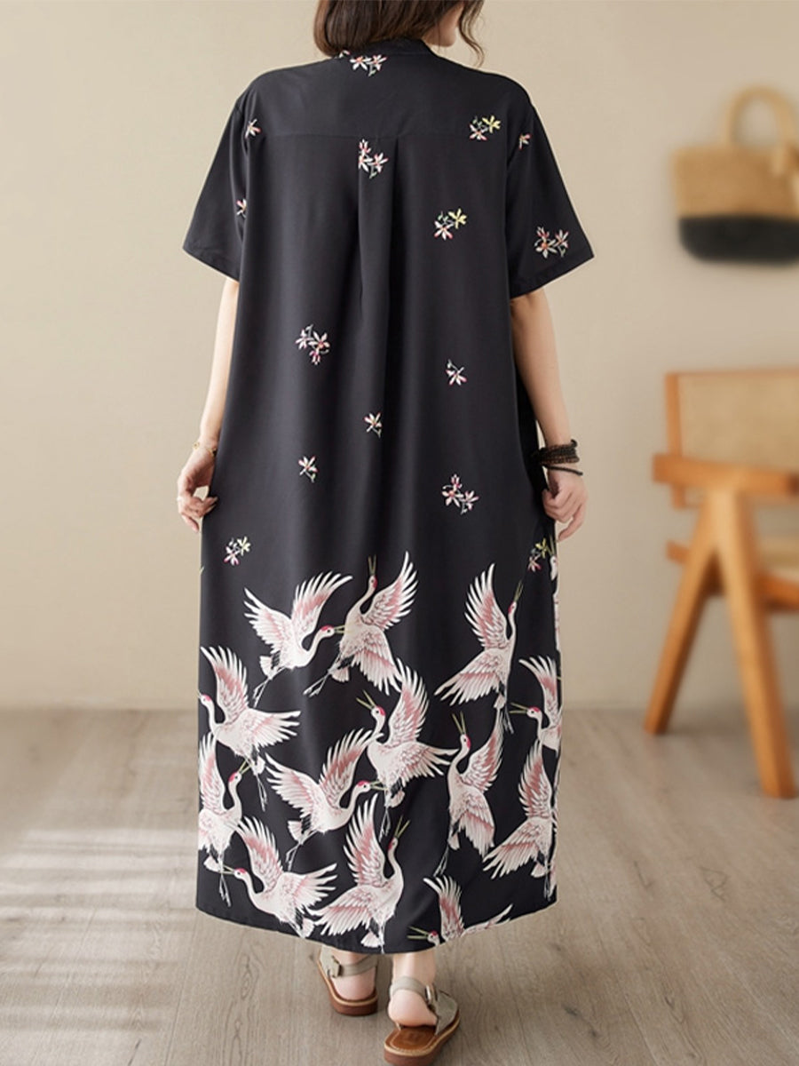 Flying Bird Print Dress