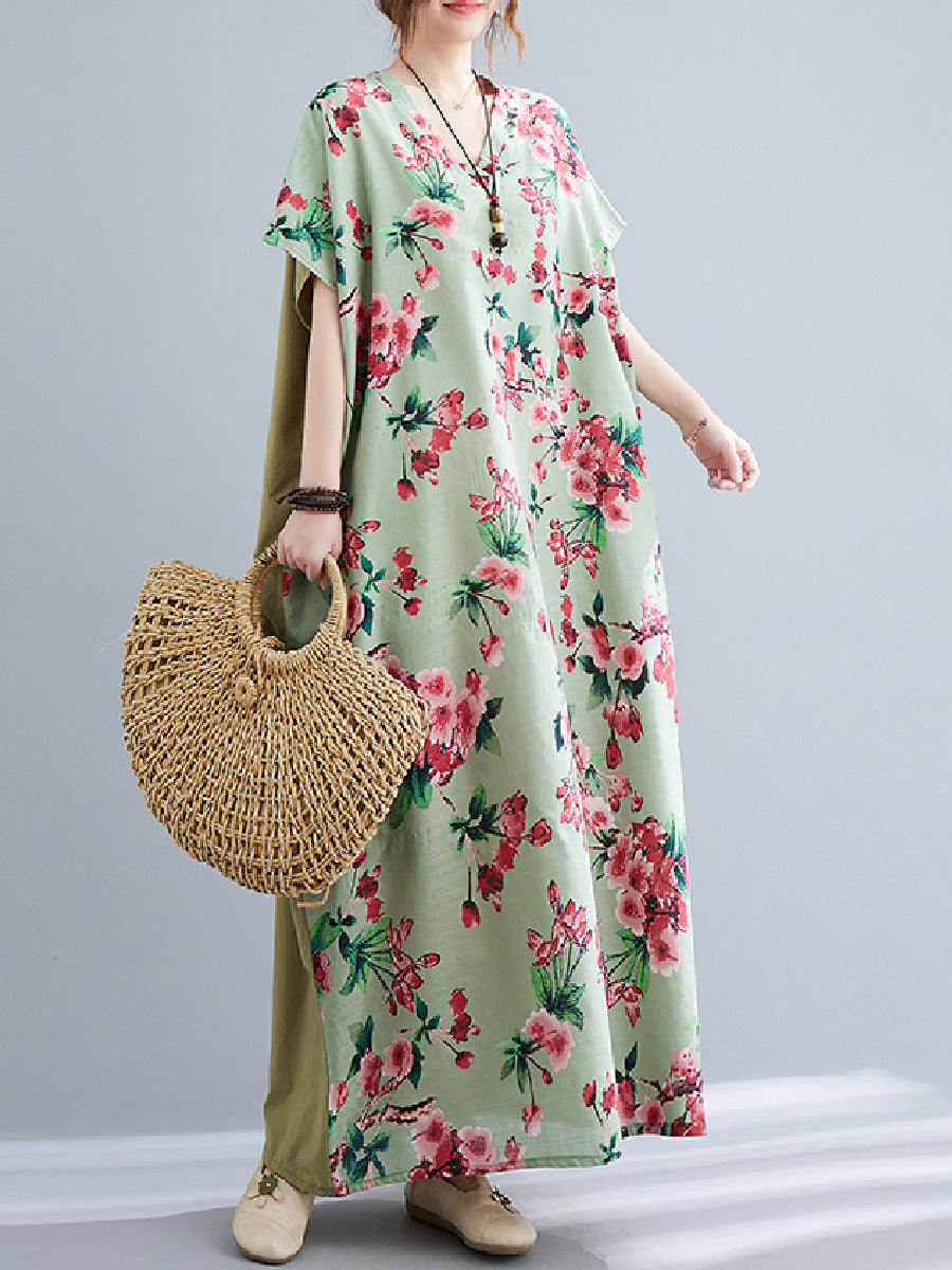 Floral V-neck long Dress