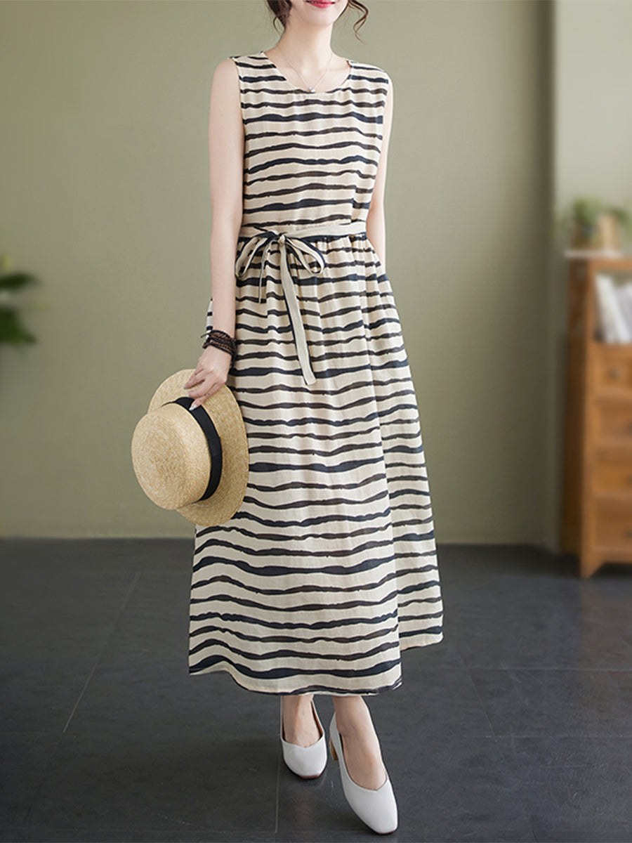 Horizontal striped waist up dress