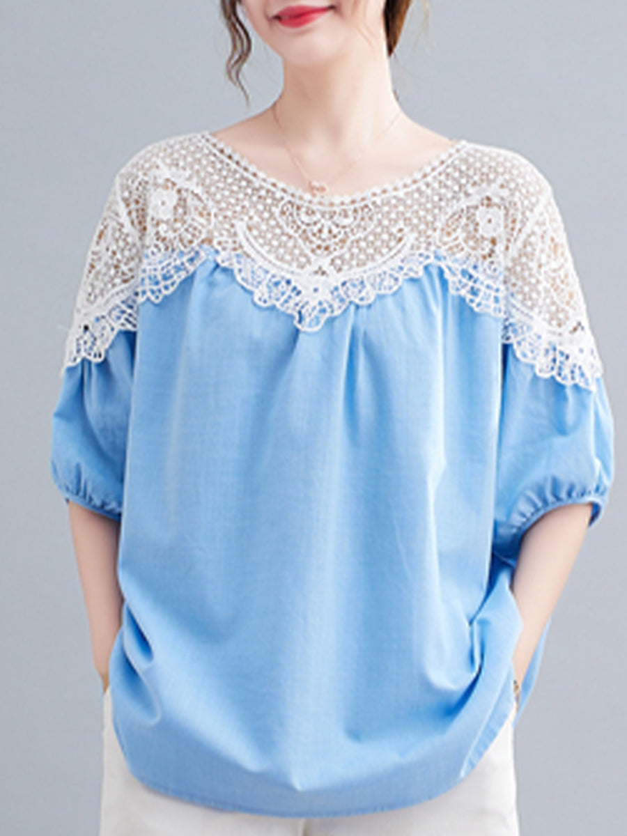 Lace patchwork shirt