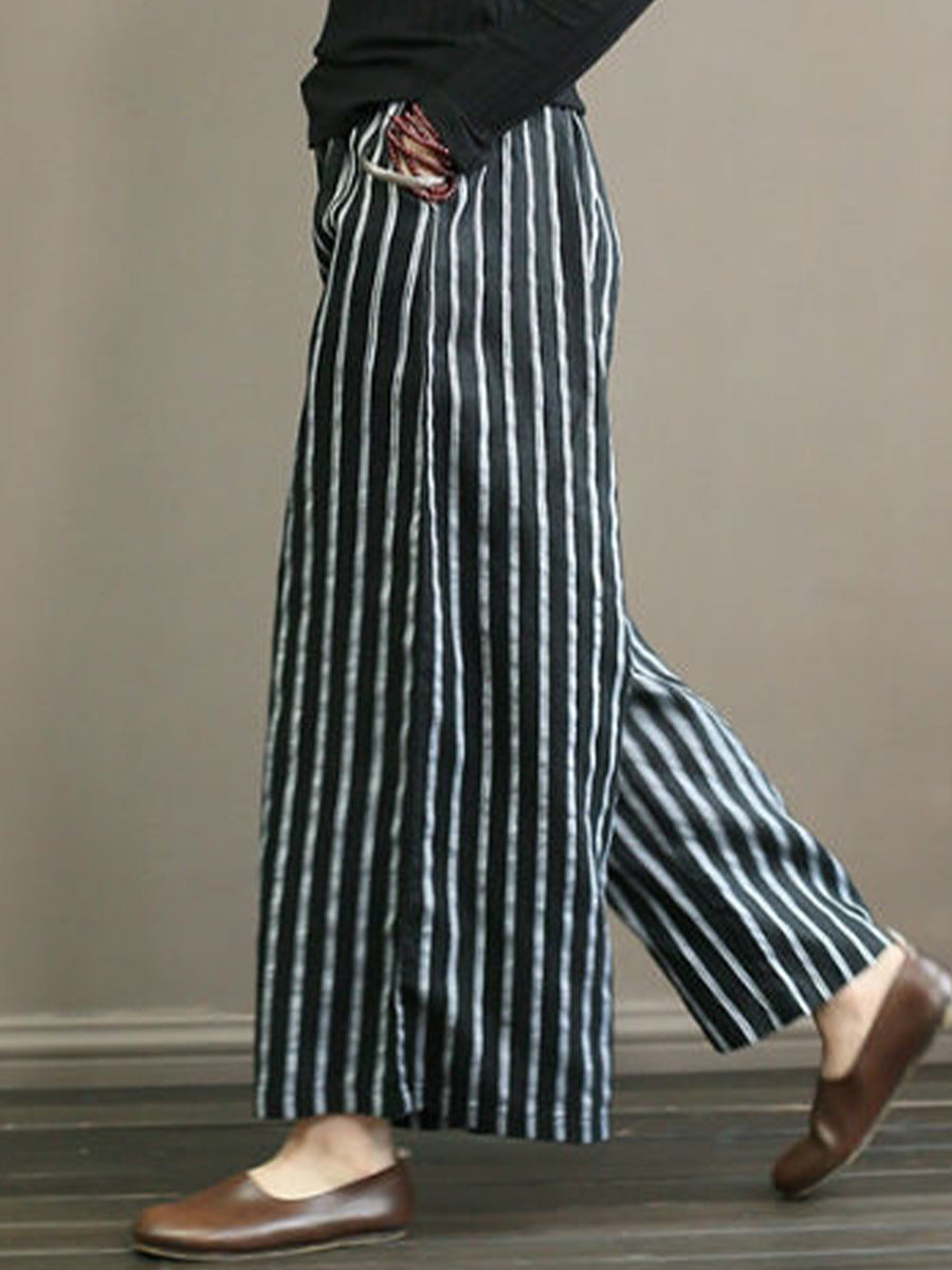 Striped wide leg pants