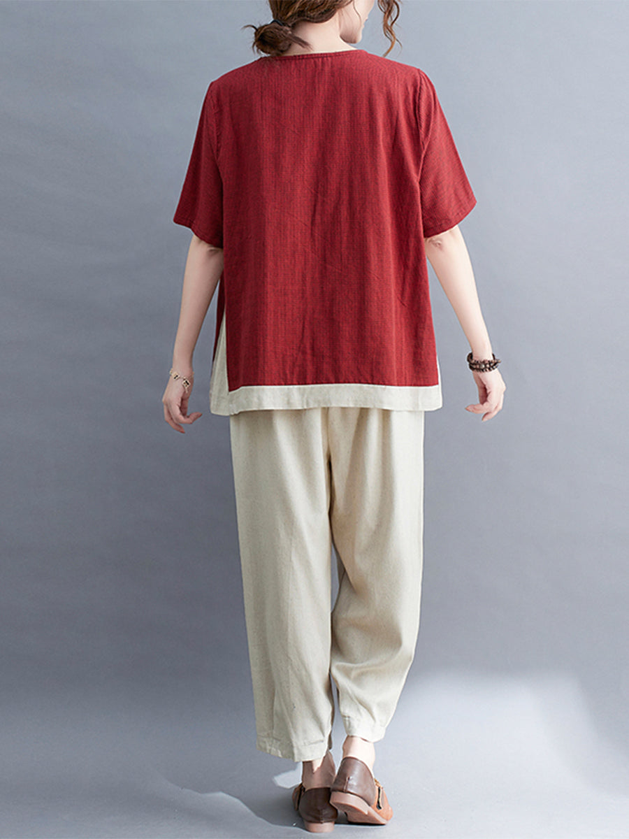 Round neck T-shirt loose set