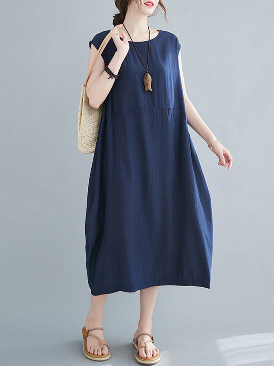 Temperament Sleeveless Solid Color Dress