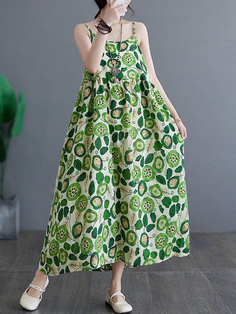 Vintage printed drawstring dress