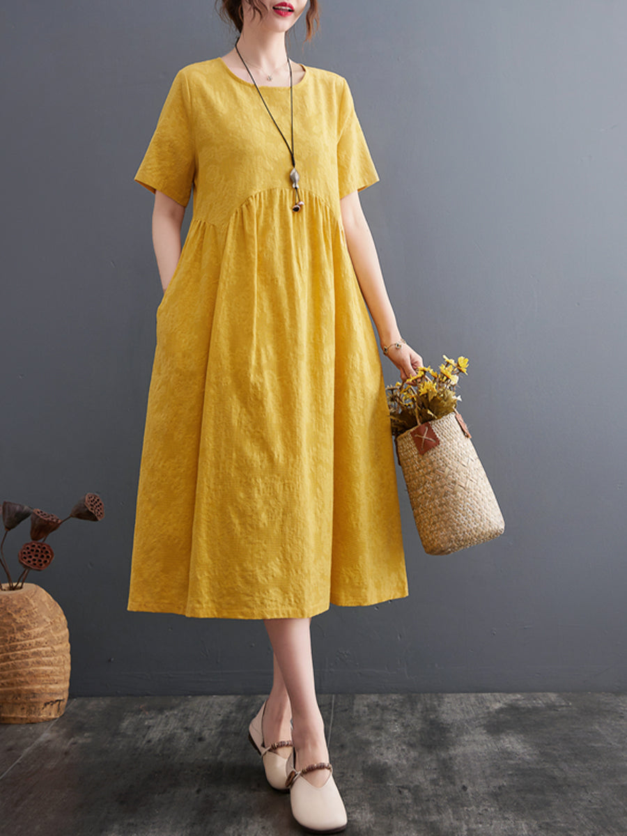 Solid Cotton and Linen Dress