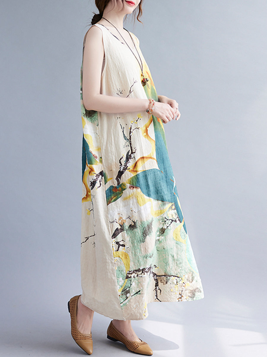 Landscape printed sleeveless dress