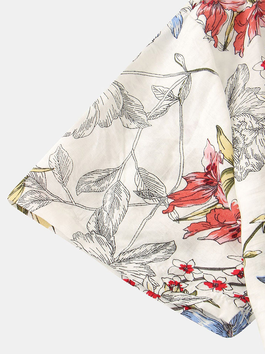 Chemise à manches courtes à imprimé floral pour hommes