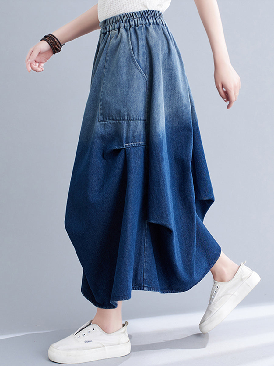 Oversized gradient jeans skirt