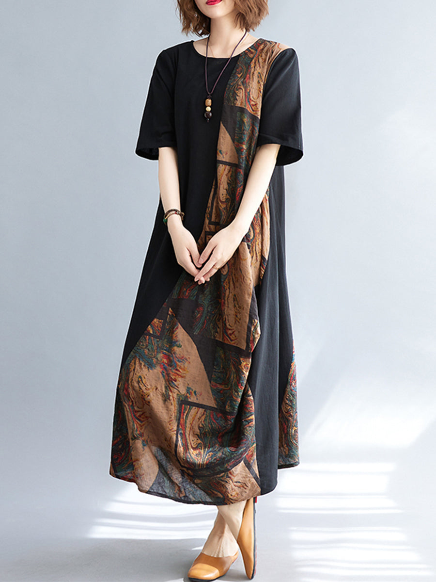 Asymmetric Art Print Dress