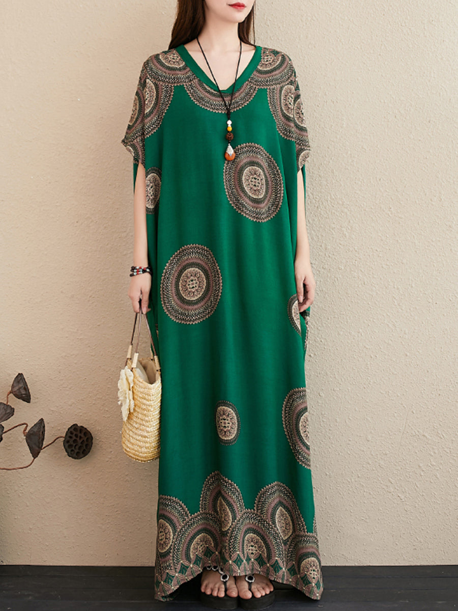 Ethnic style round neck dress