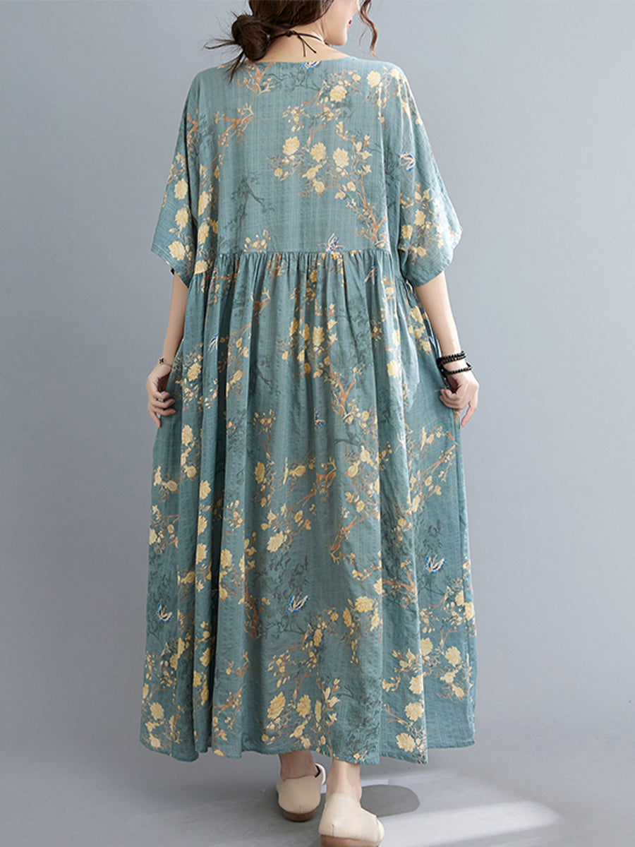 Round neck printed ethnic style dress