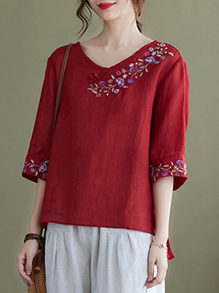 Button embroidered shirt