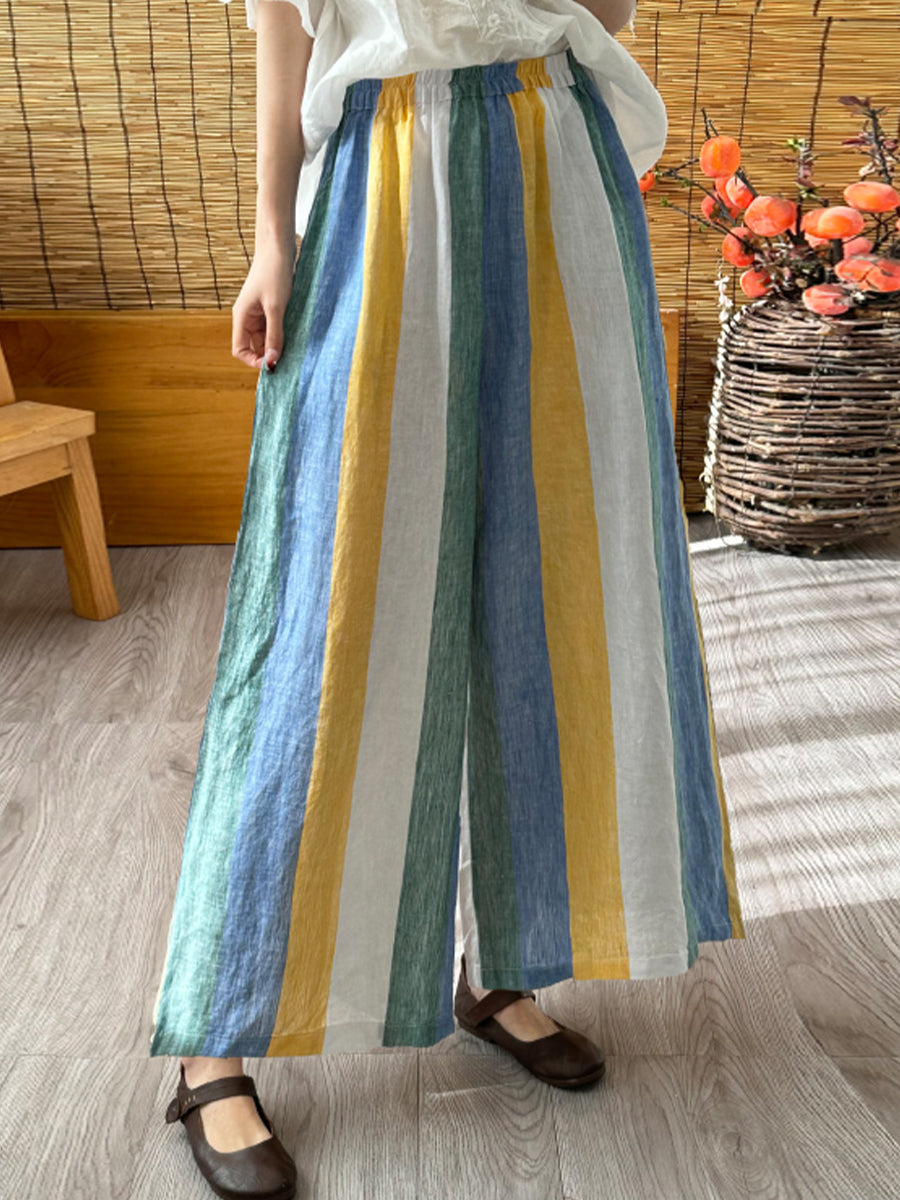 Retro colored striped casual pants