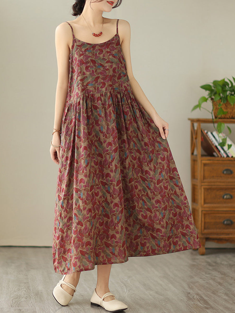 Fragmented floral suspender dress