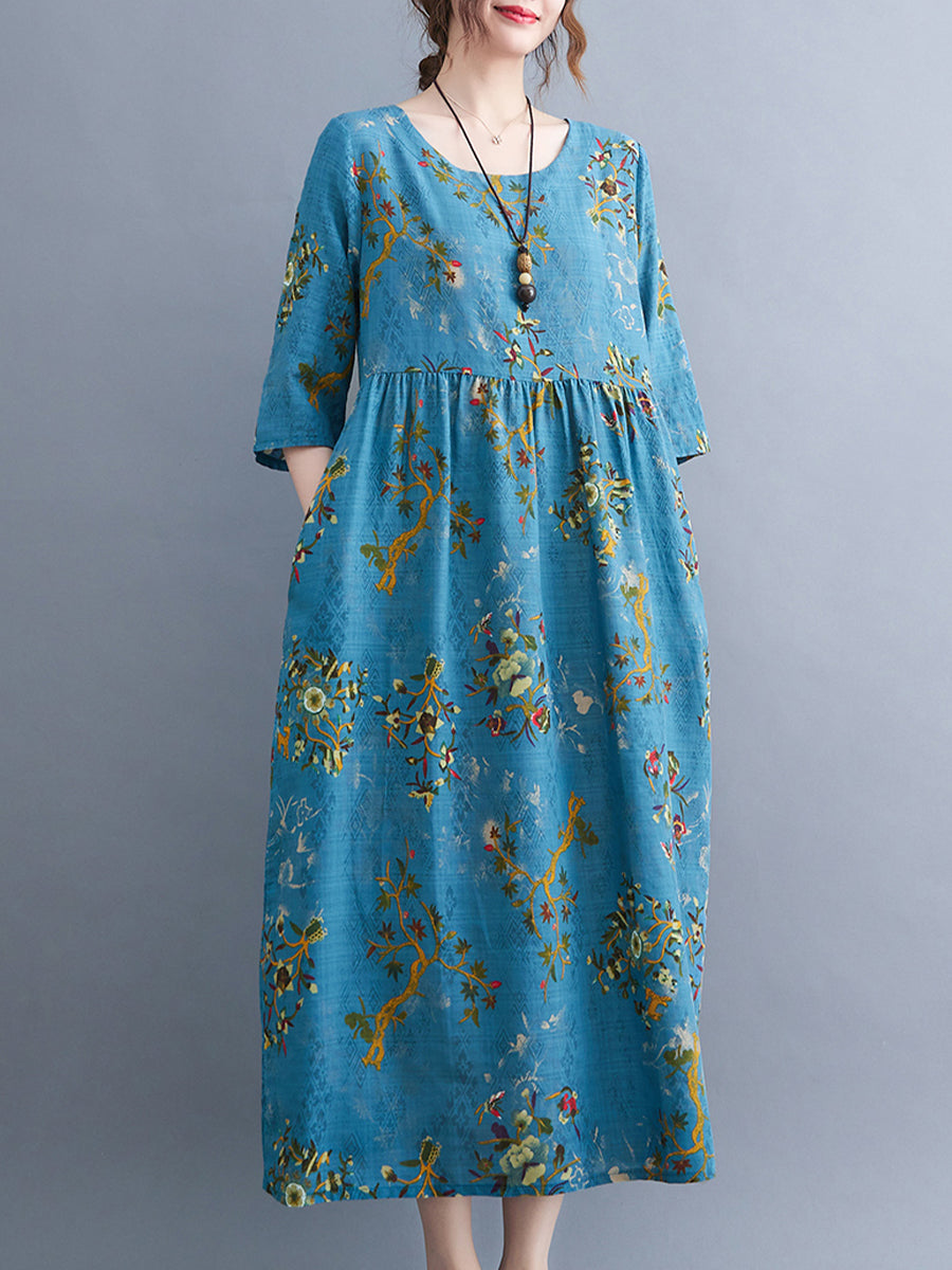 Floral cotton and linen Dress