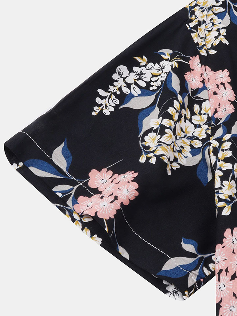 Chemise à manches courtes à imprimé floral pour hommes