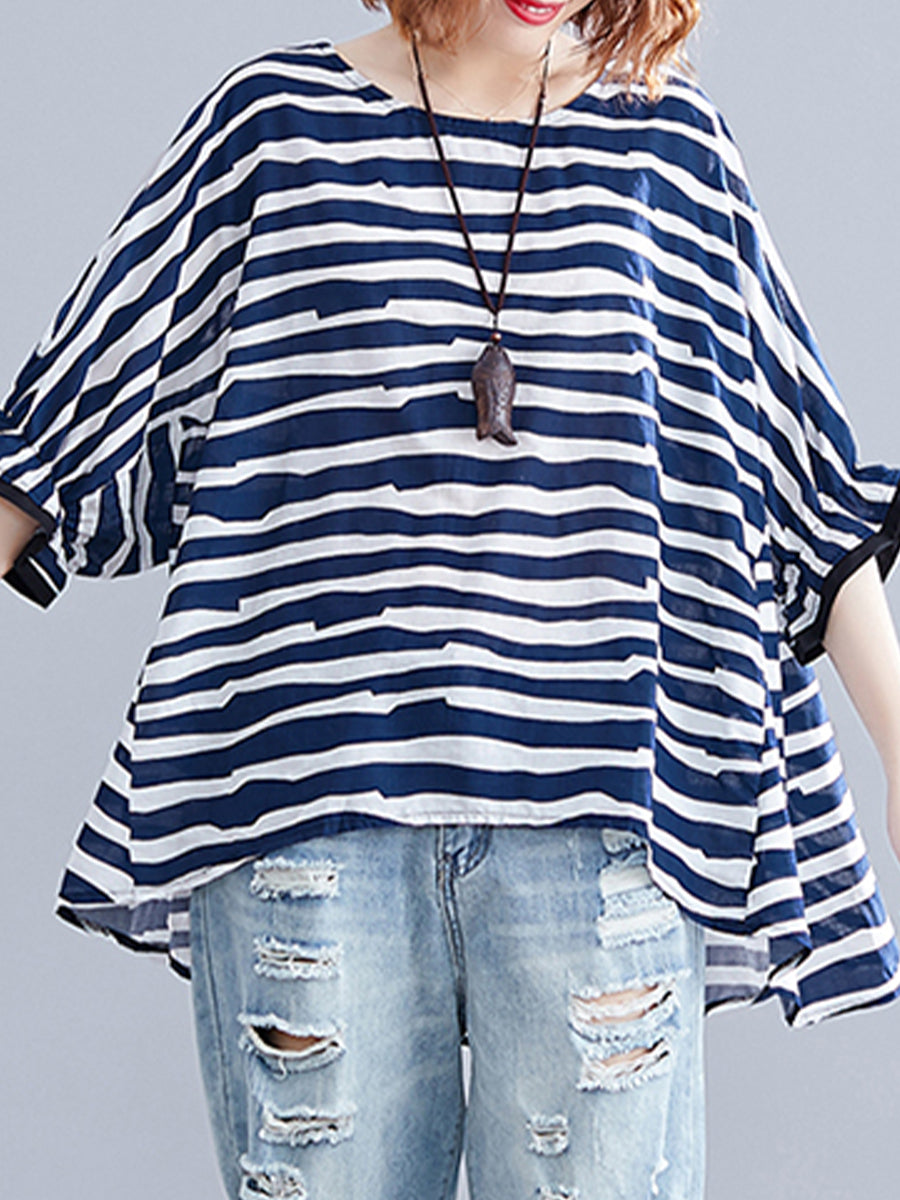 Horizontal striped oversized top