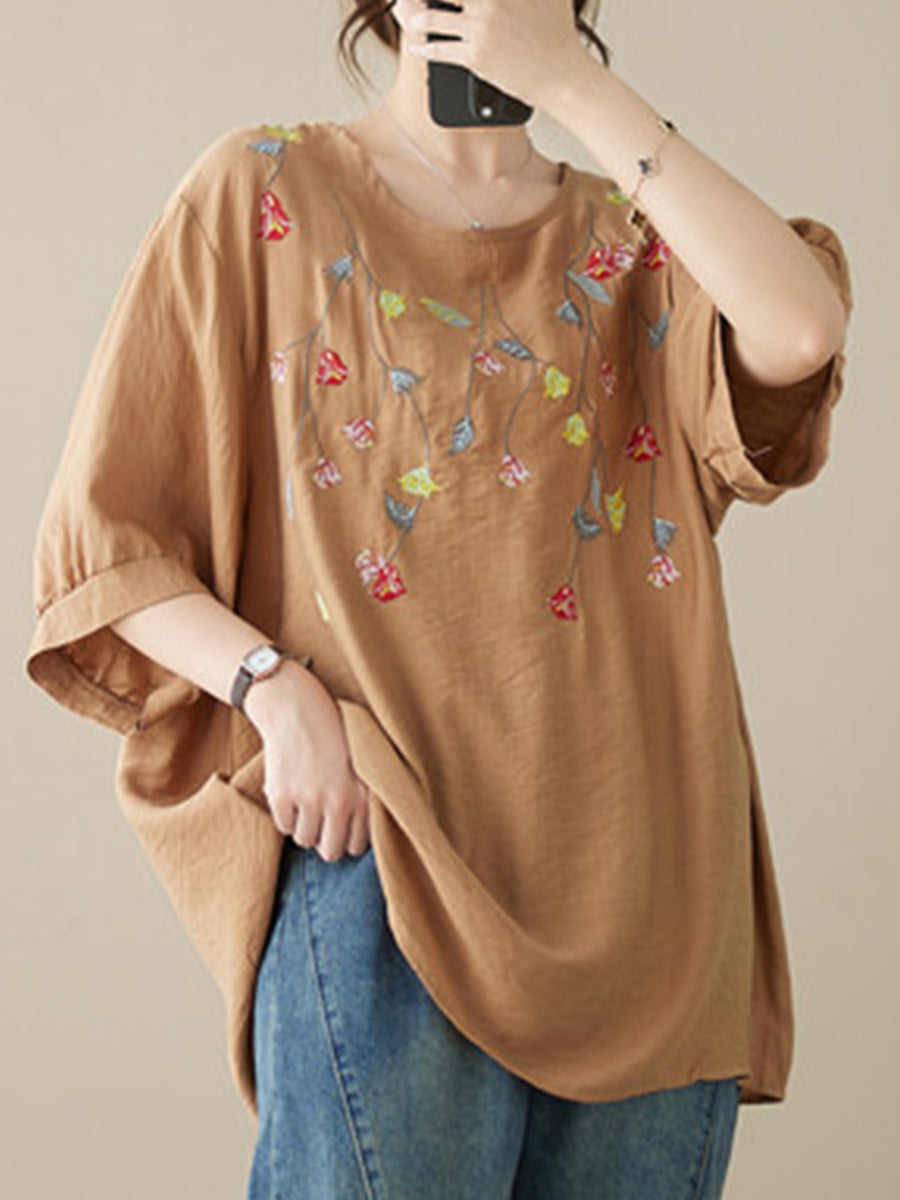 Embroidered round neck shirt