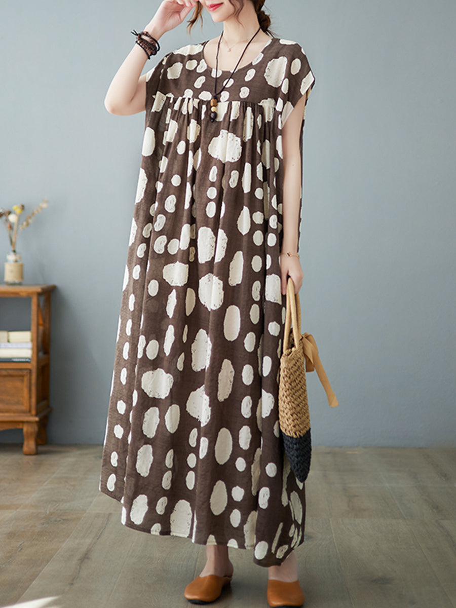 Round neck retro printed Dress