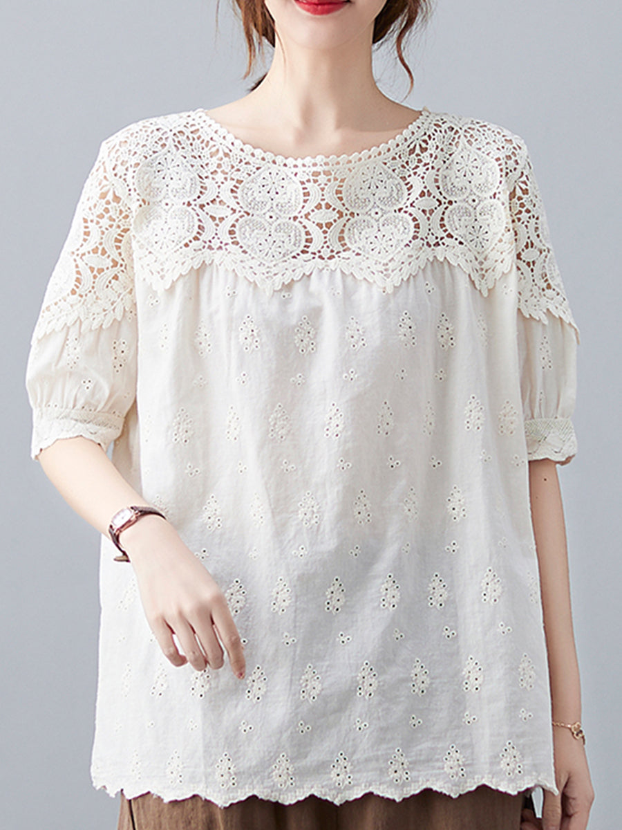 Lace cut out patchwork top