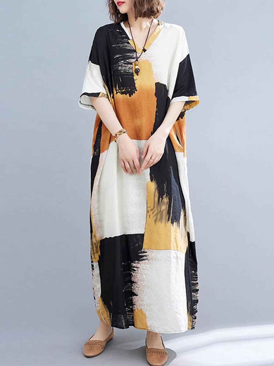 Block Panel Printed Dress