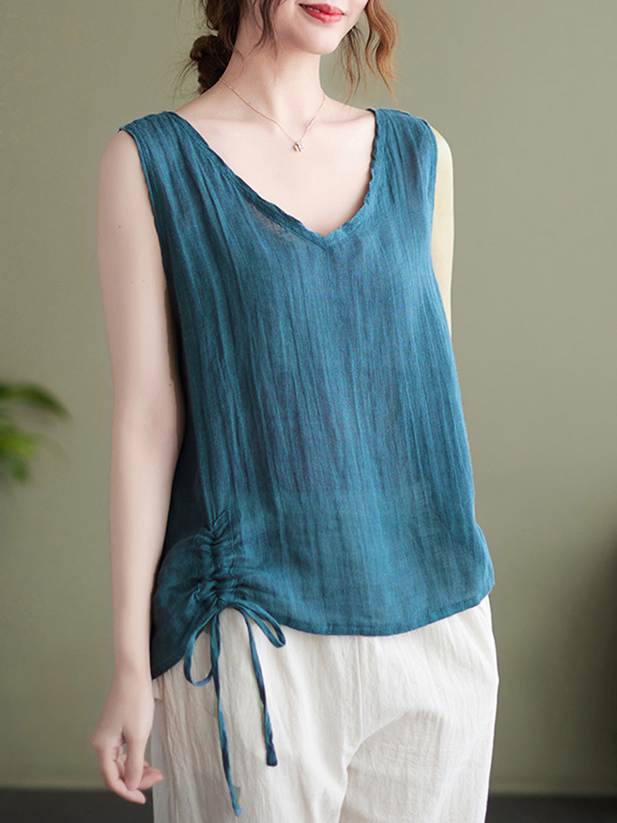 Solid color drawstring tank