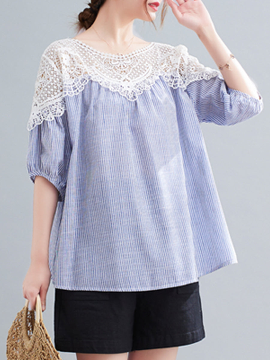 Lace patchwork shirt