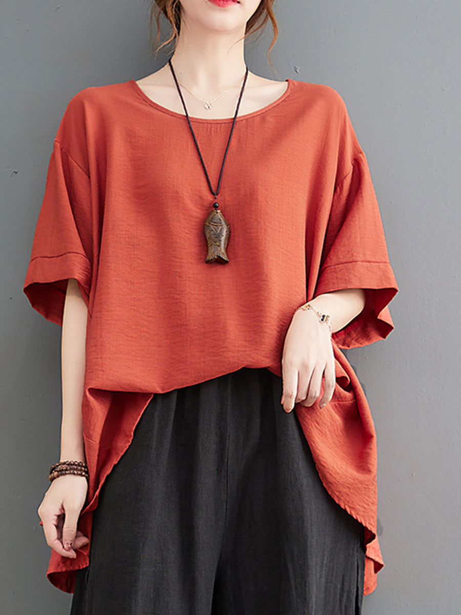 Round neck solid color oversized top