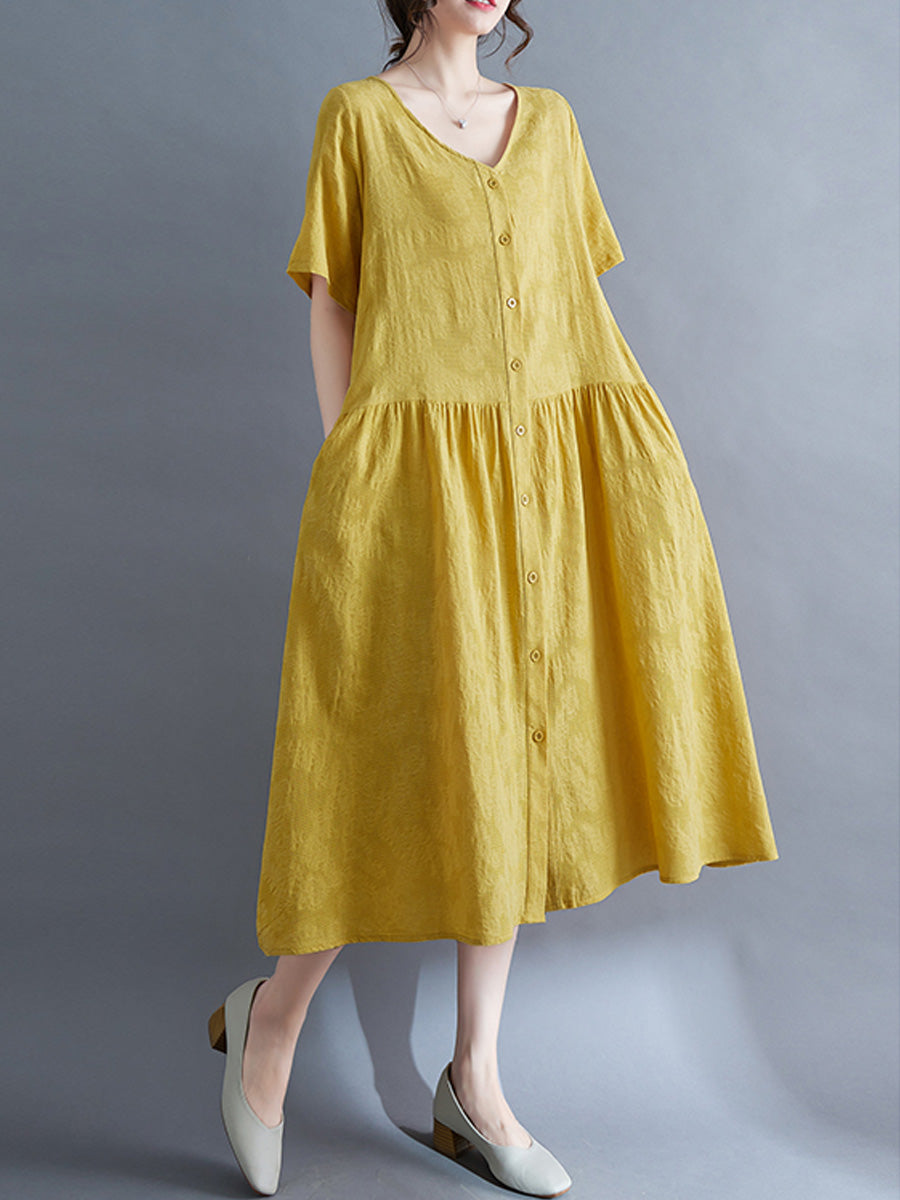 V-neck short sleeved shirt dress