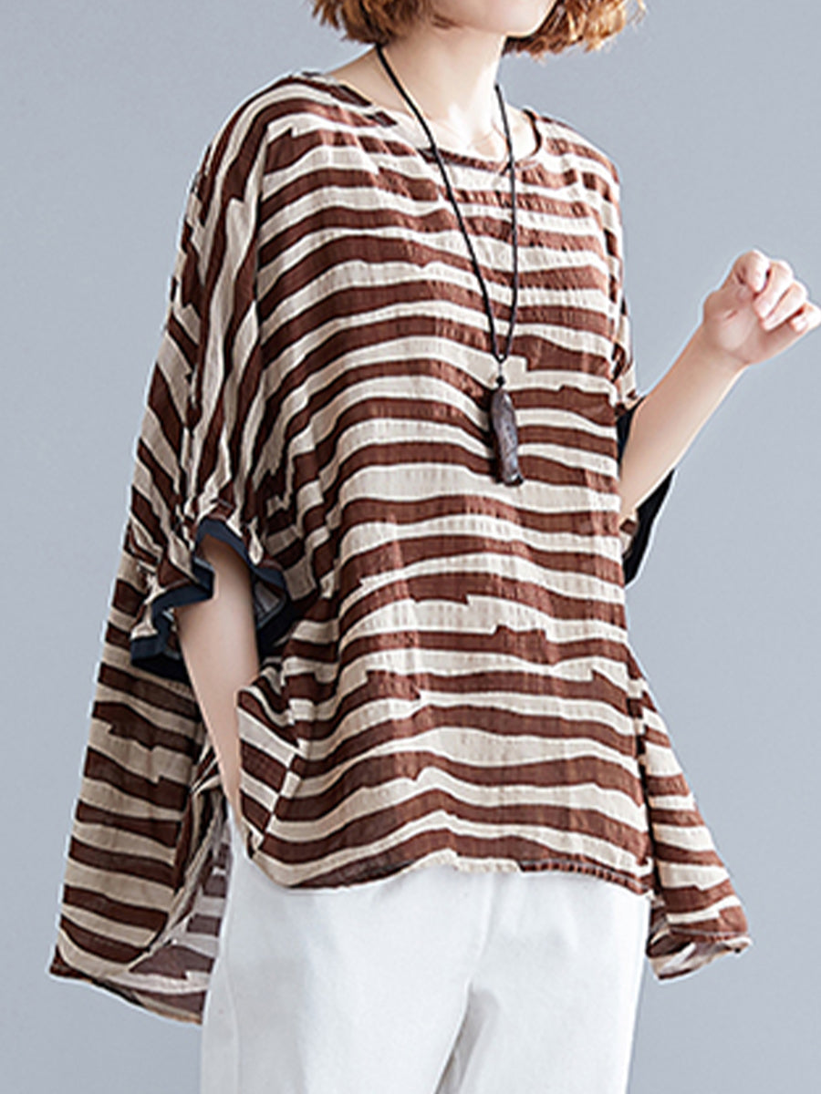 Horizontal striped oversized top