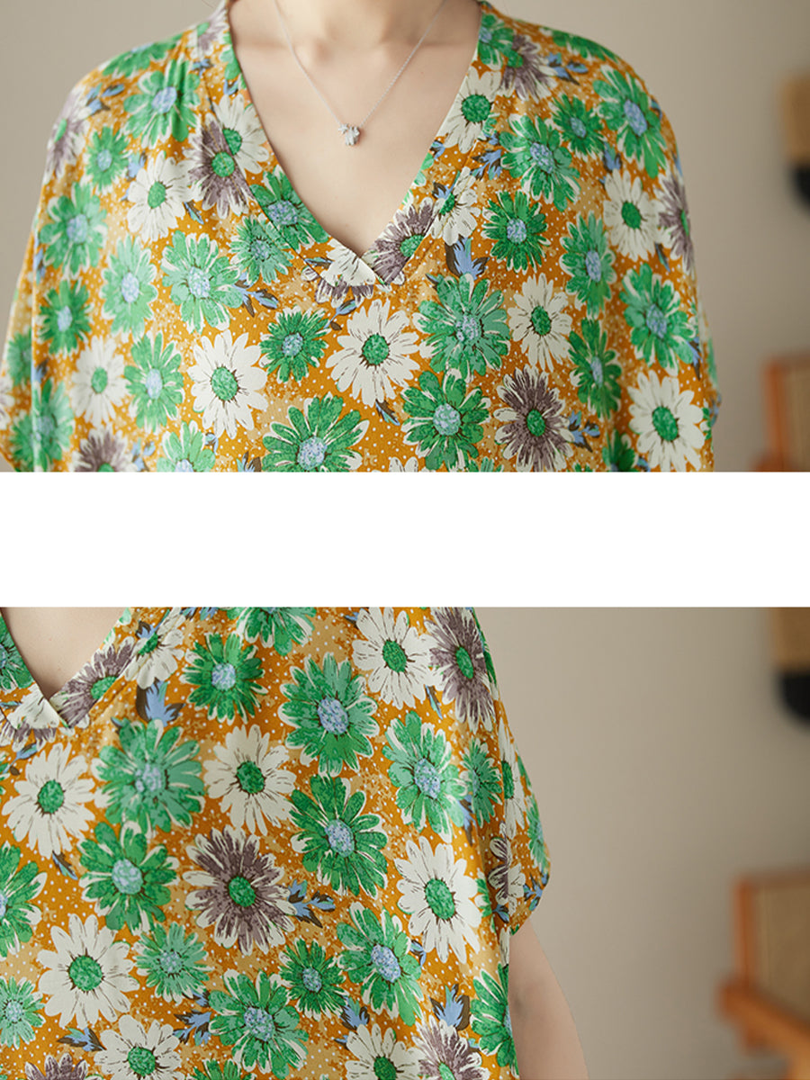 V-neck ethnic print dress