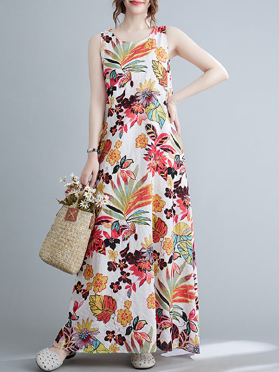 Floral cotton and linen Dress