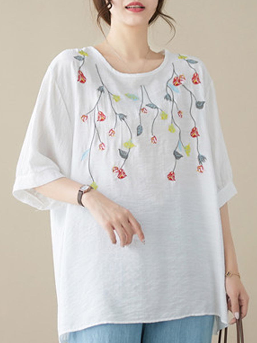 Embroidered round neck shirt