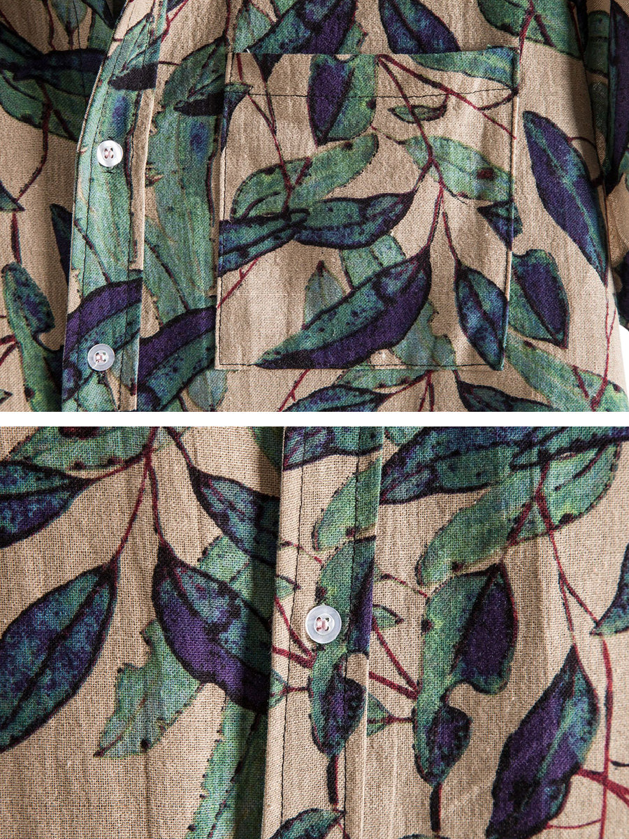 Men's Leaf Print short sleeve shirt