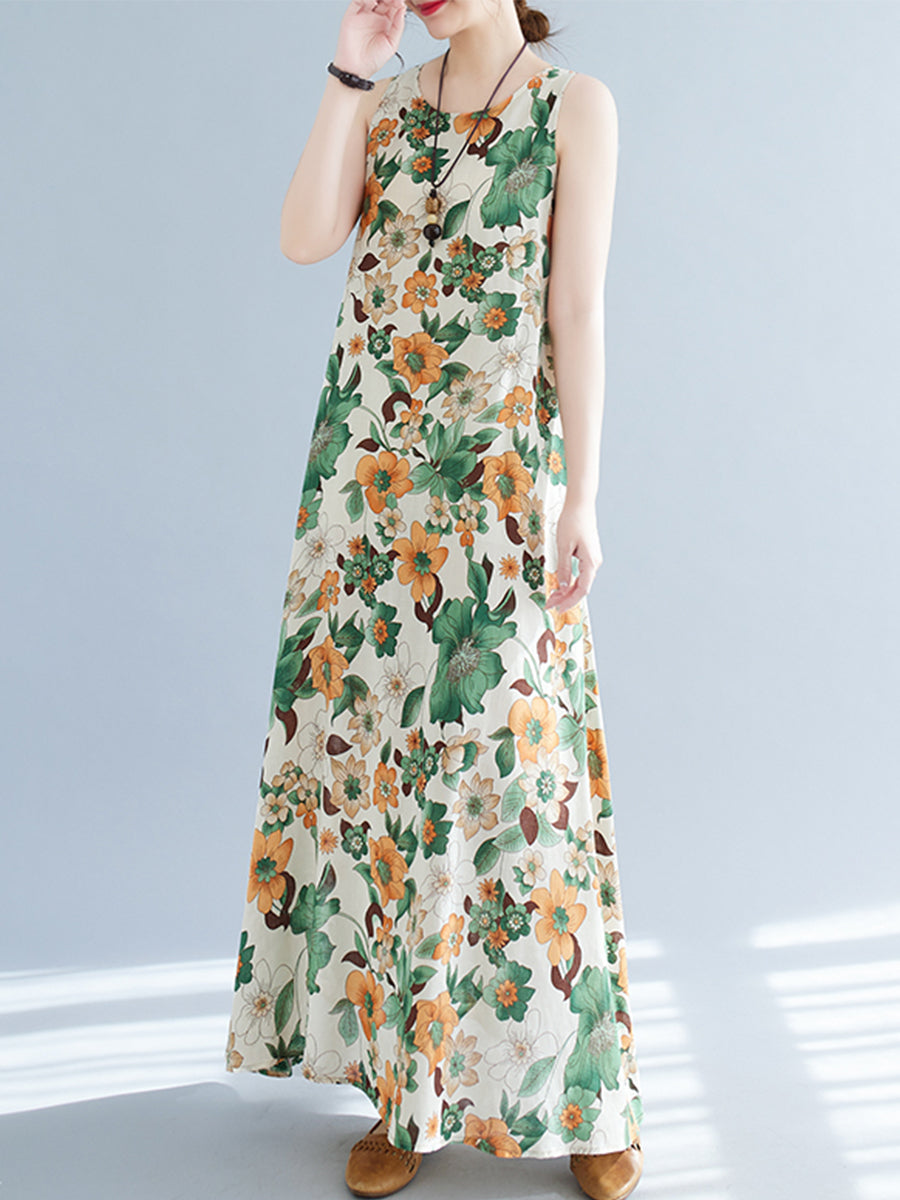 Sleeveless Tank Top Printed Long Dress