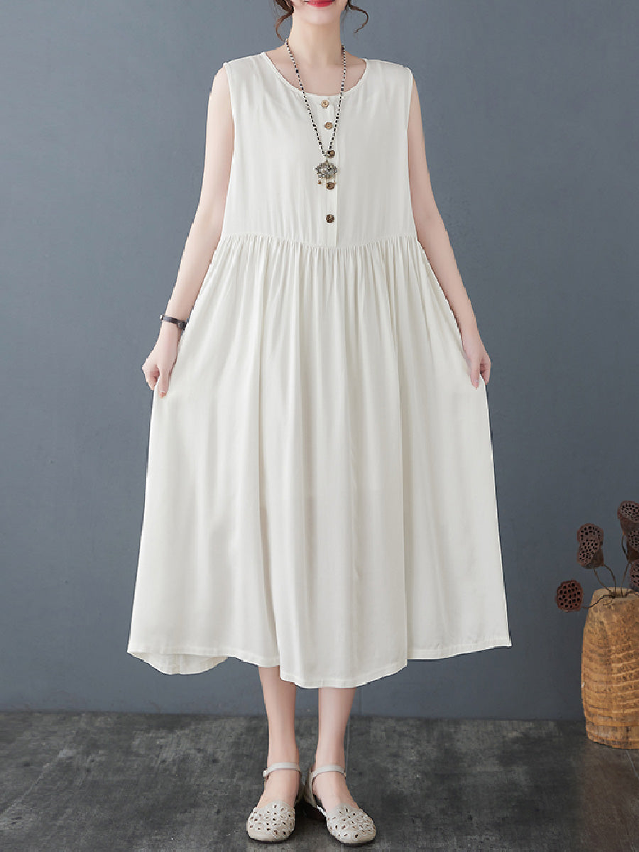 Solid Casual Cotton Dress