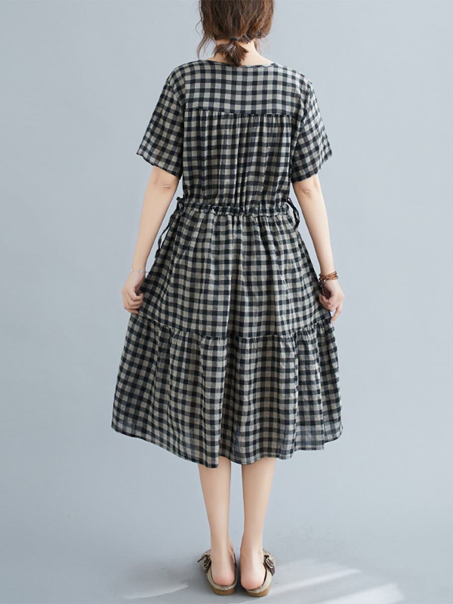 Checkered Large Short Sleeve Dress