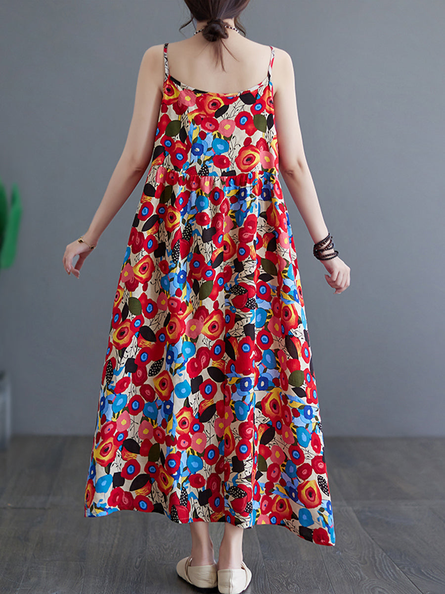 Vintage printed drawstring dress