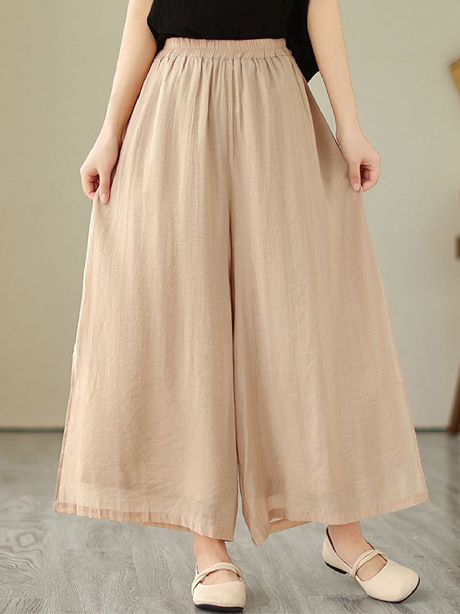 Solid color soft double layer pants