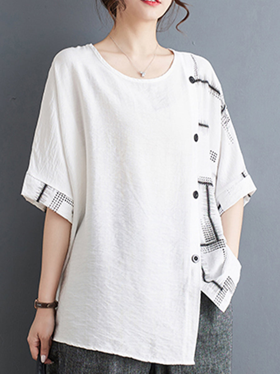 Oversized diagonal button shirt