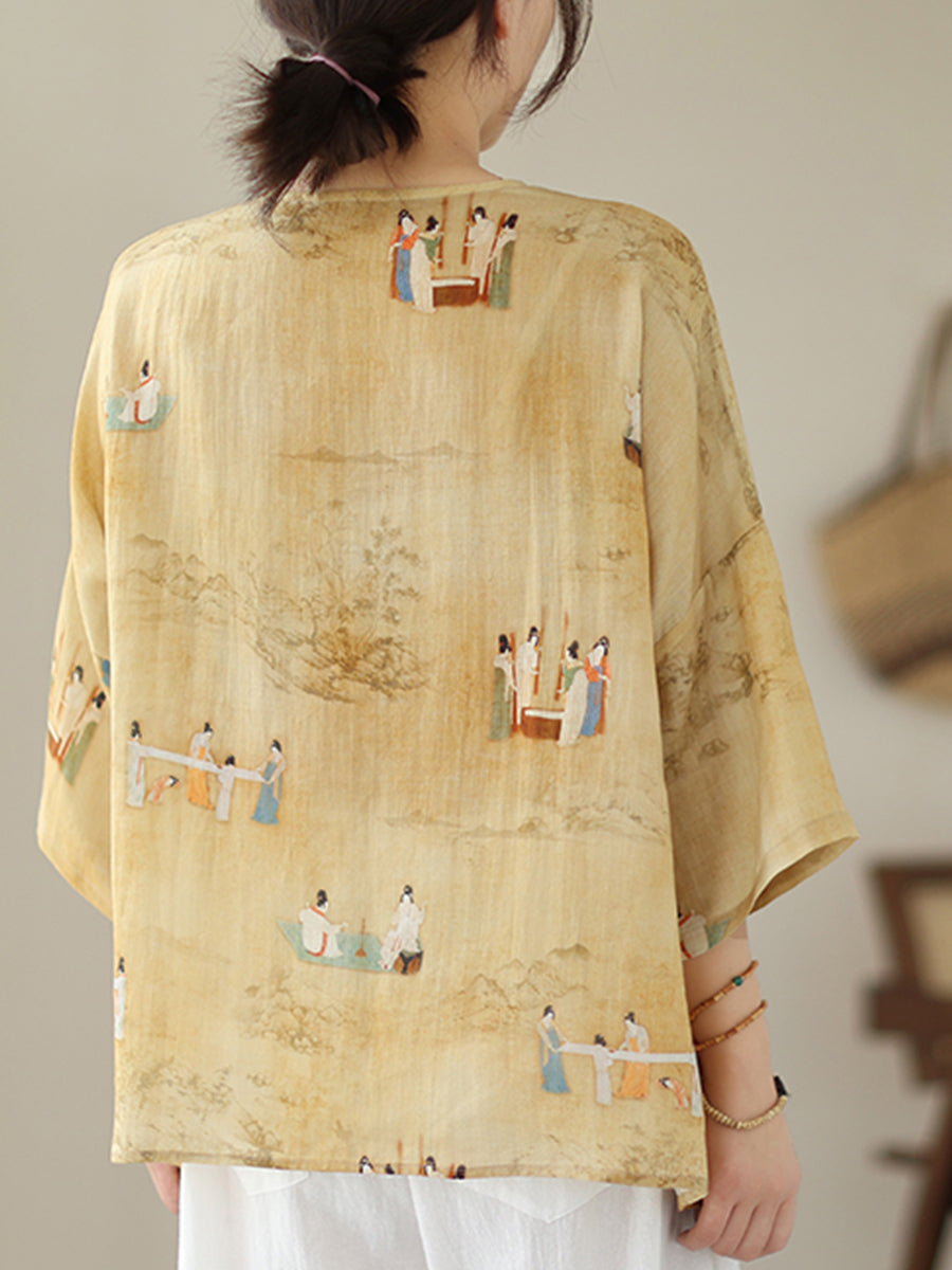 Chinoiserie casual printed shirt