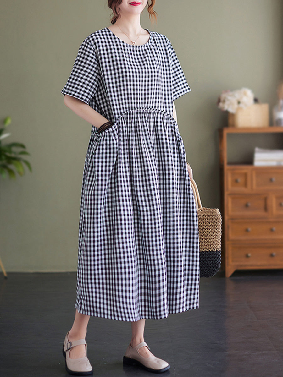 Checkered Short Sleeve Dress