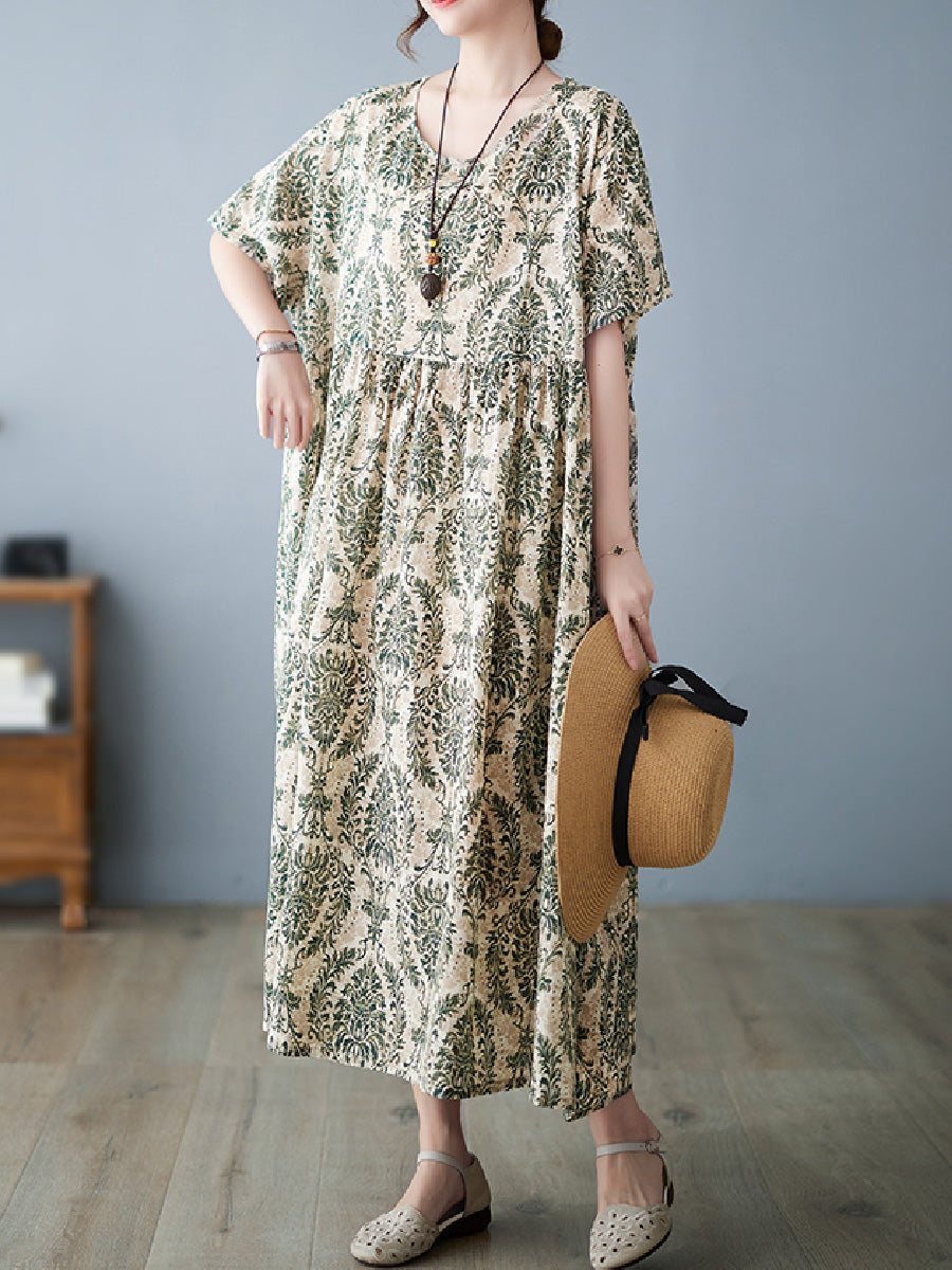 Cotton and linen oversized printed Dress