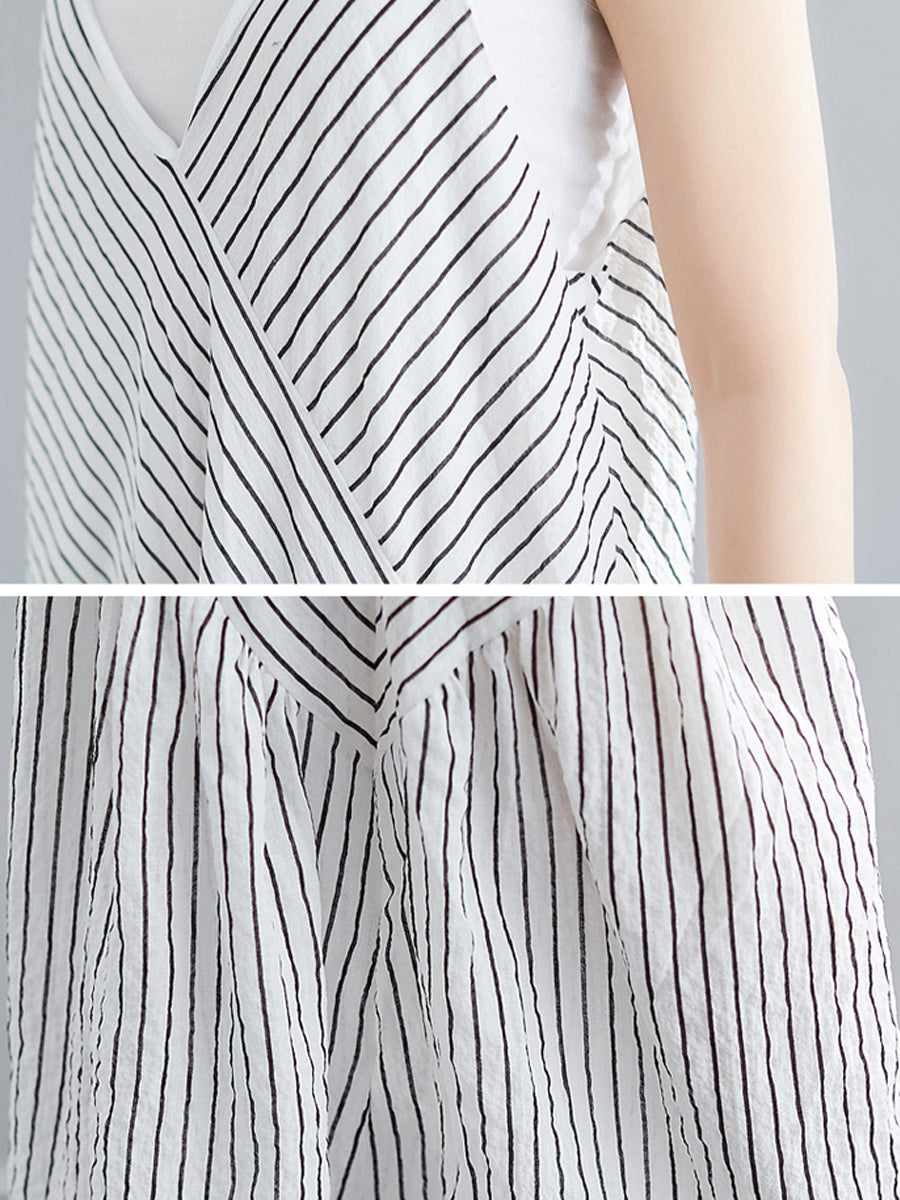 Asymmetric Stripe loose Jumpsuit