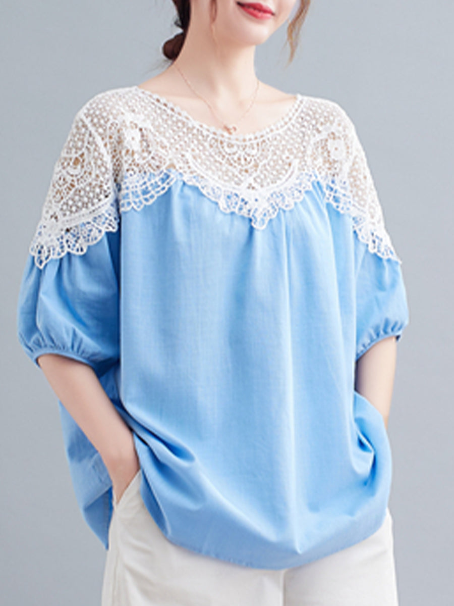 Lace patchwork shirt