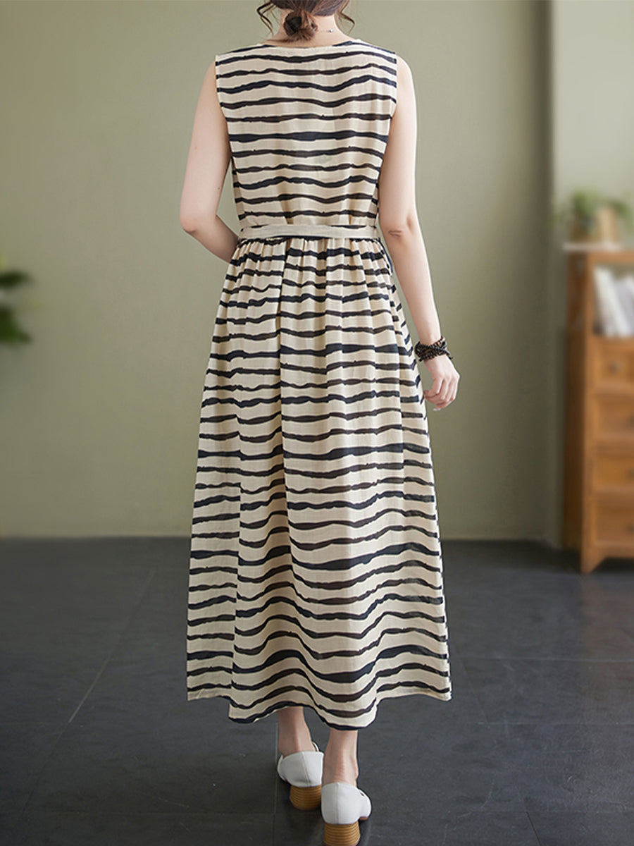 Horizontal striped waist up dress