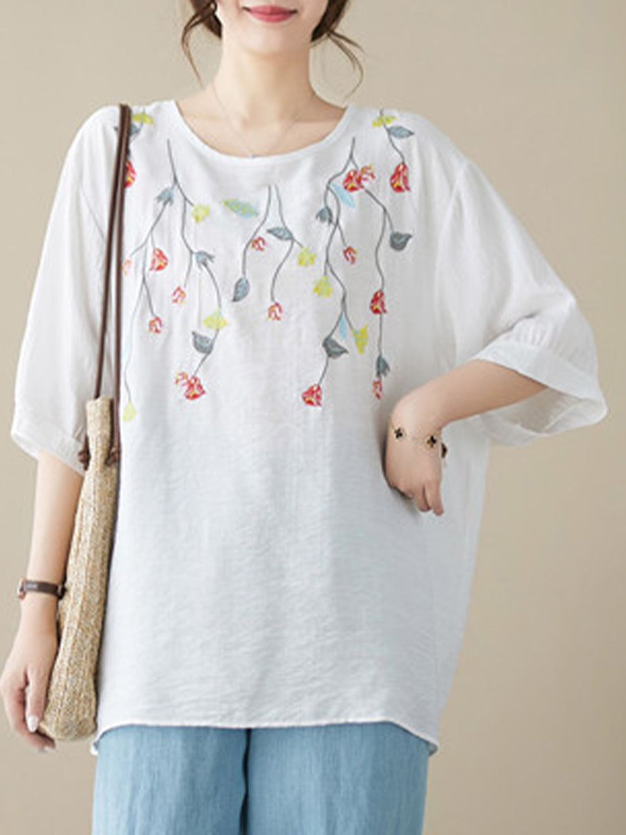 Embroidered round neck shirt